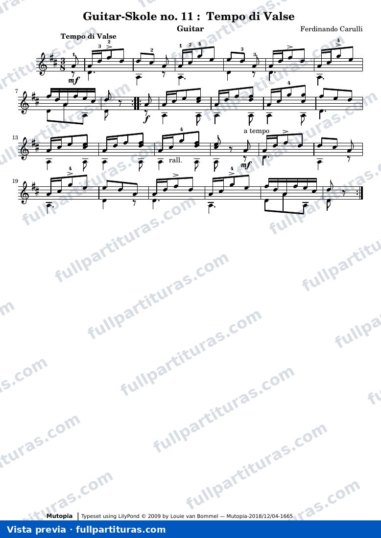 Ferdinando Carulli - Guitar-Skole no. 11: Tempo di Valse — preview