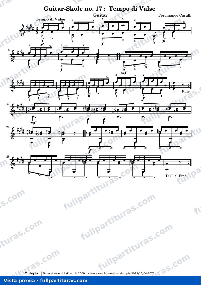 Ferdinando Carulli - Guitar-Skole no. 17: Tempo di Valse — preview
