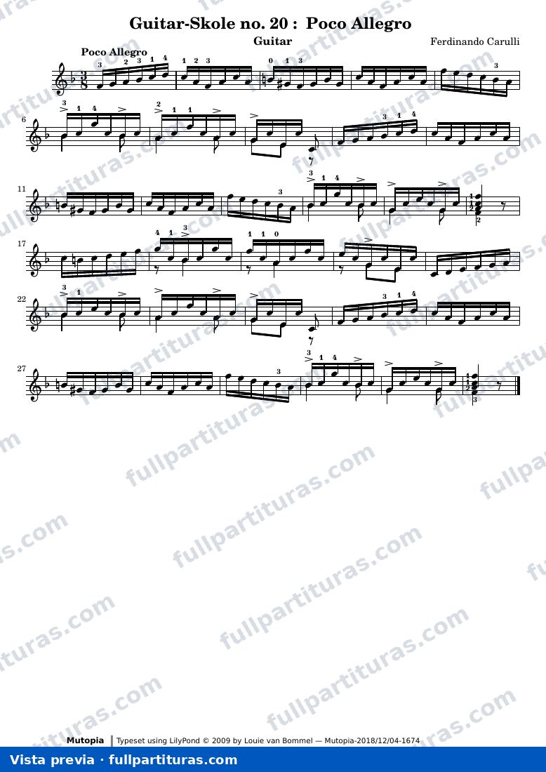 Ferdinando Carulli - Guitar-Skole no. 20: Poco Allegro — preview
