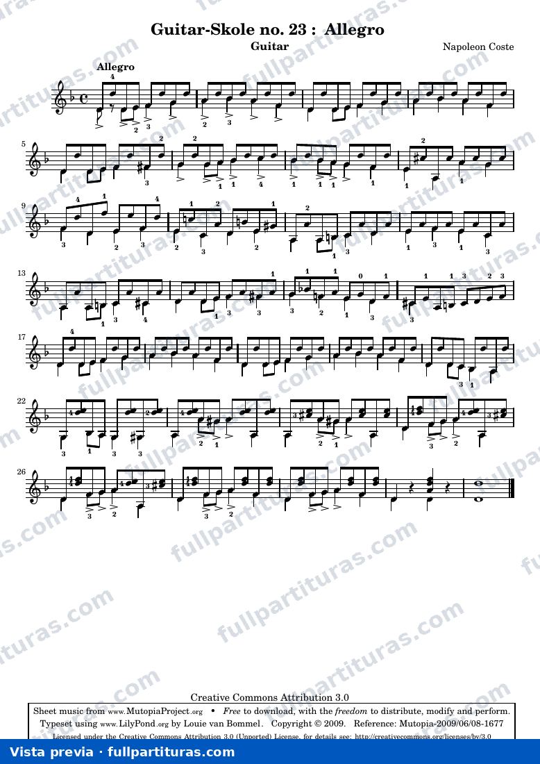 Napoléon Coste - Guitar-Skole no. 23: Allegro — preview