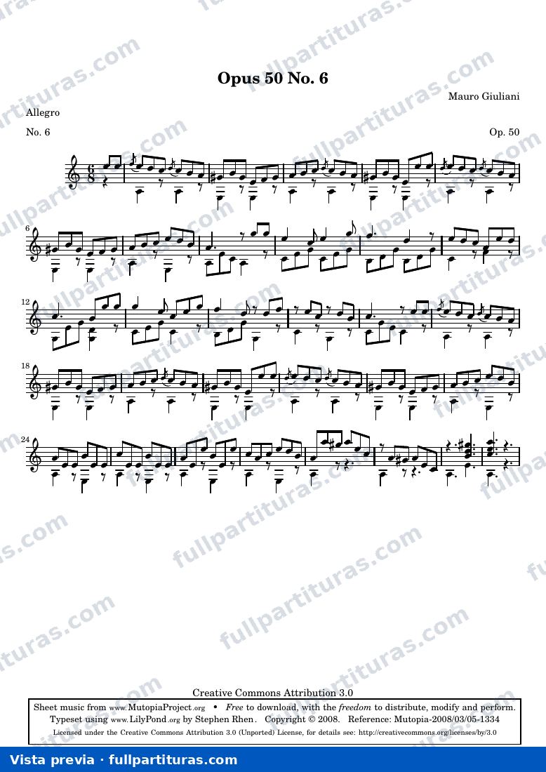 Mauro Giuliani - Opus 50 No. 6 — preview