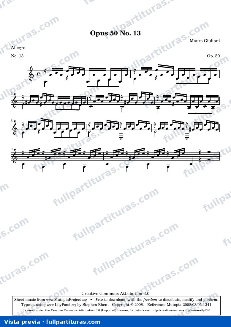 Mauro Giuliani - Opus 50 No. 13 — preview