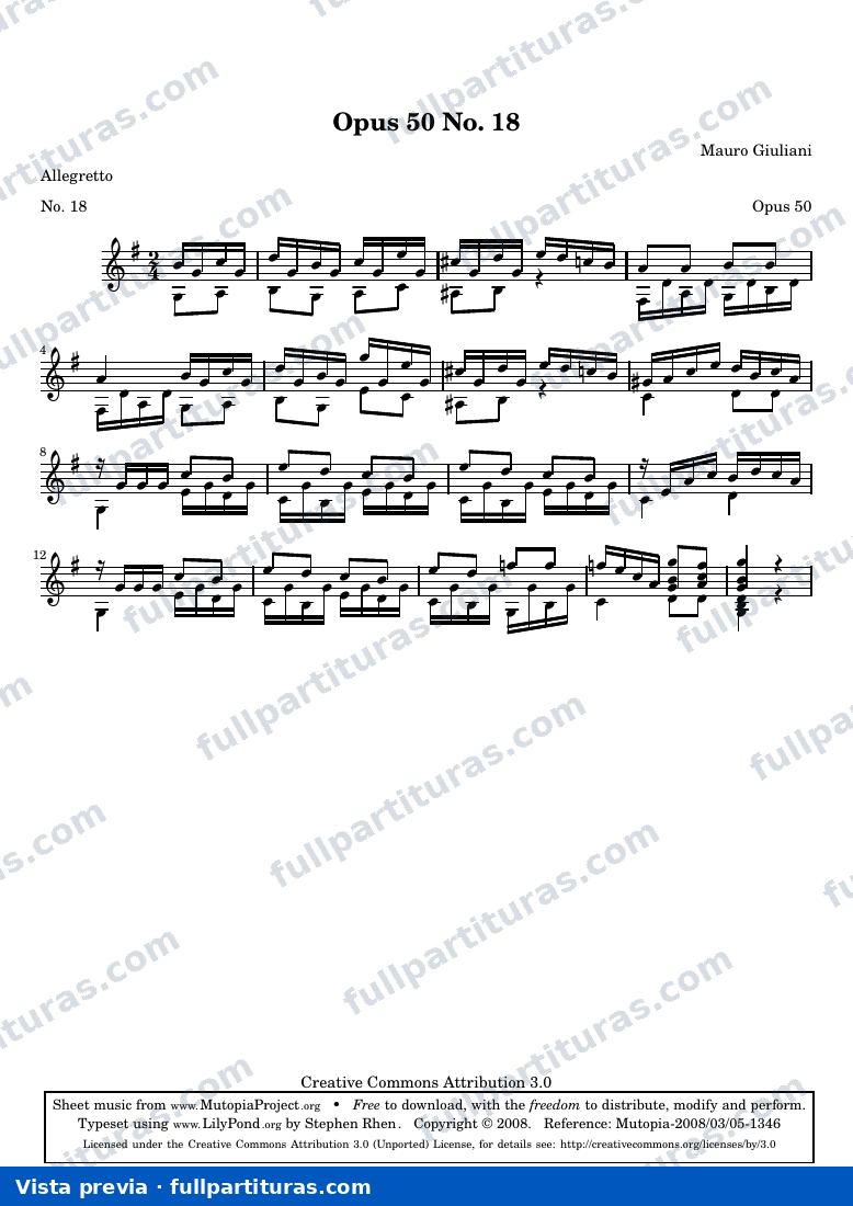Mauro Giuliani - Opus 50 No. 18 — preview