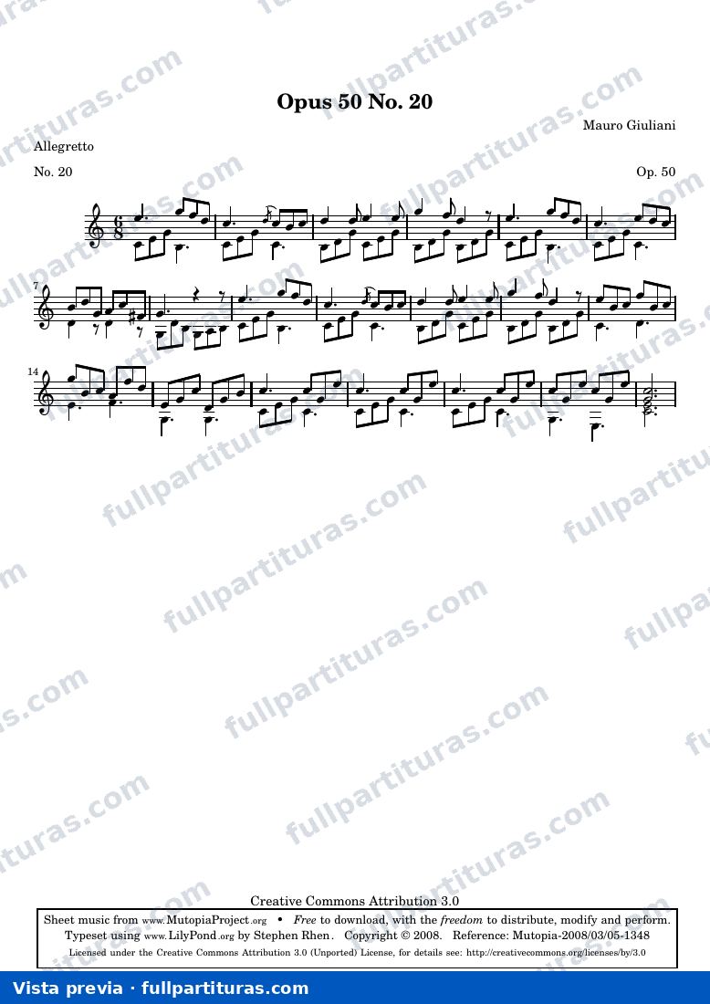 Mauro Giuliani - Opus 50 No. 20 — preview