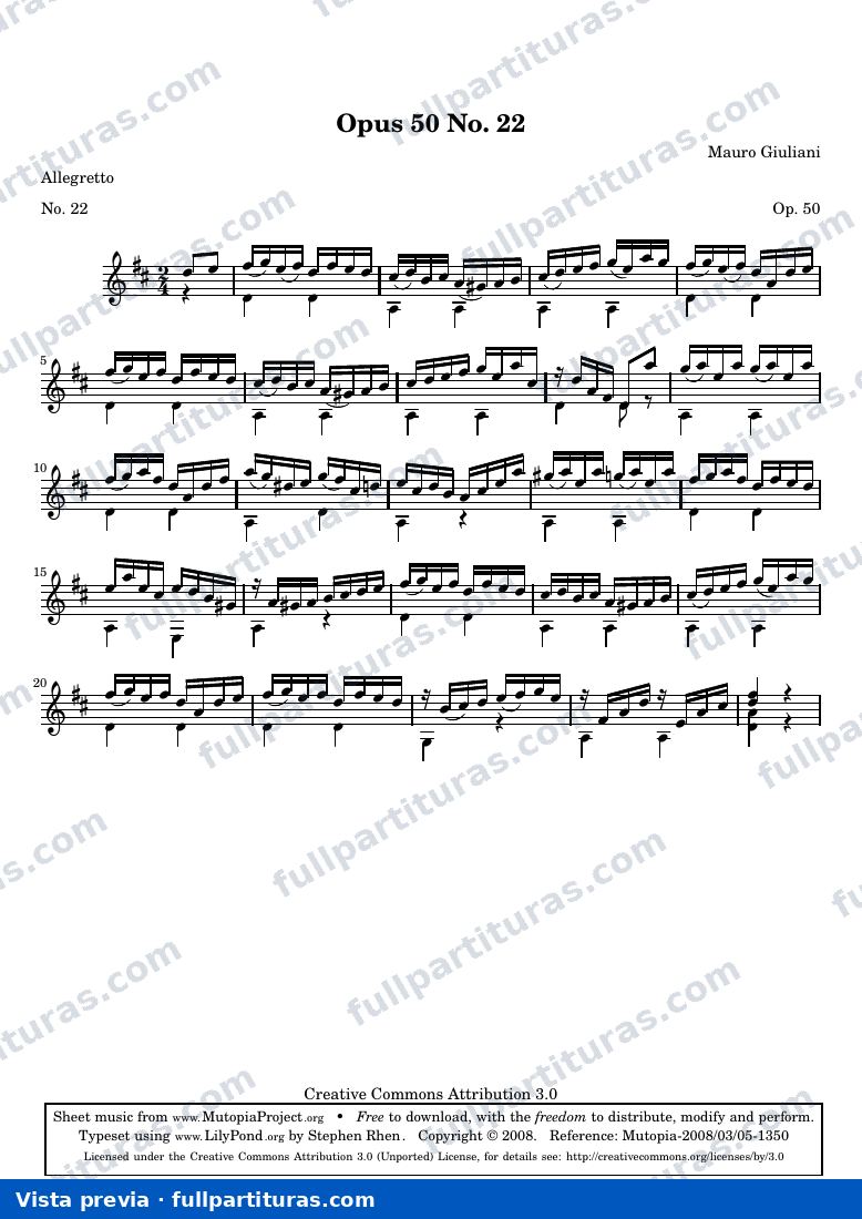 Mauro Giuliani - Opus 50 No. 22 — preview