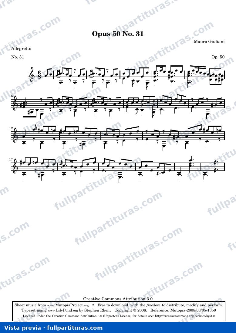 Mauro Giuliani - Opus 50 No. 31 — preview