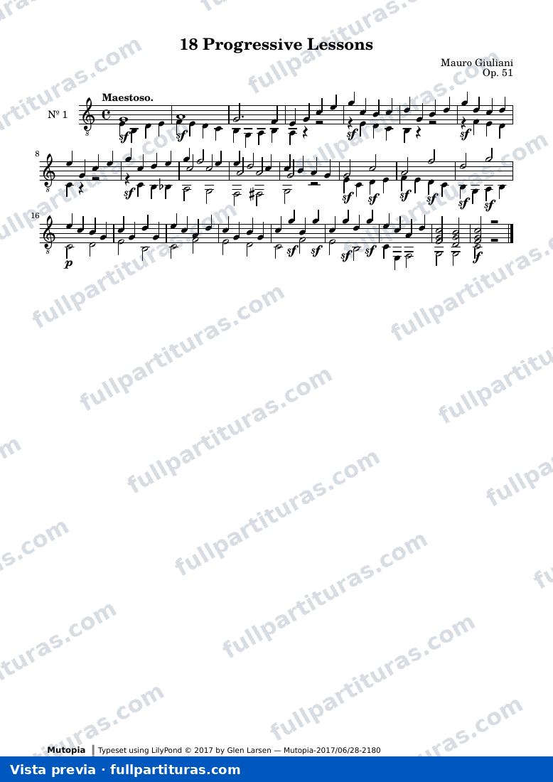 Mauro Giuliani - 18 Progressive Lessons No. 1 — preview