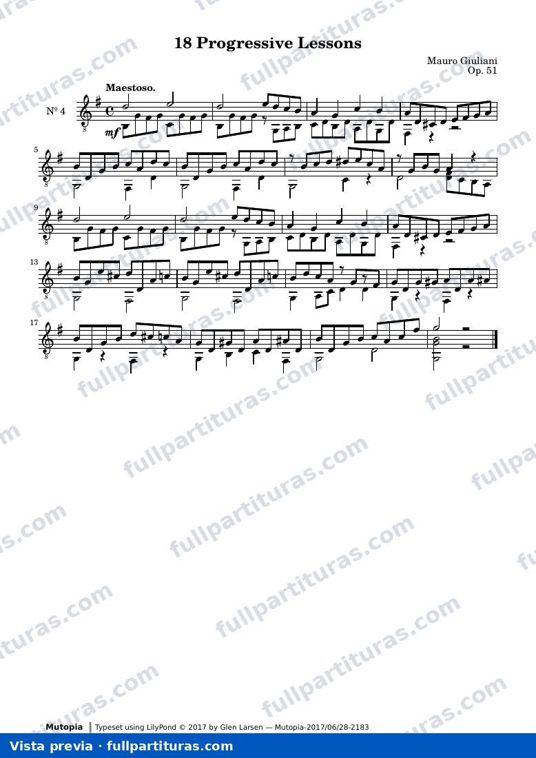 Mauro Giuliani - 18 Progressive Lessons, No. 4 — preview