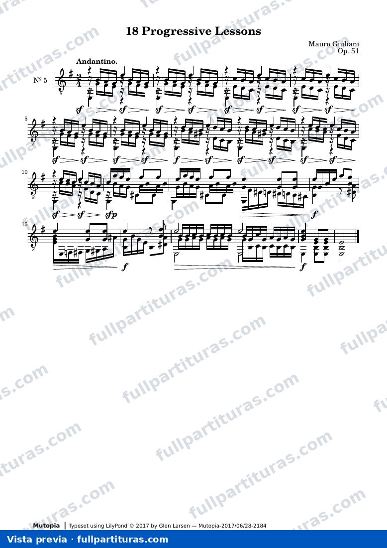 Mauro Giuliani - 18 Progressive Lessons, No. 5 — preview
