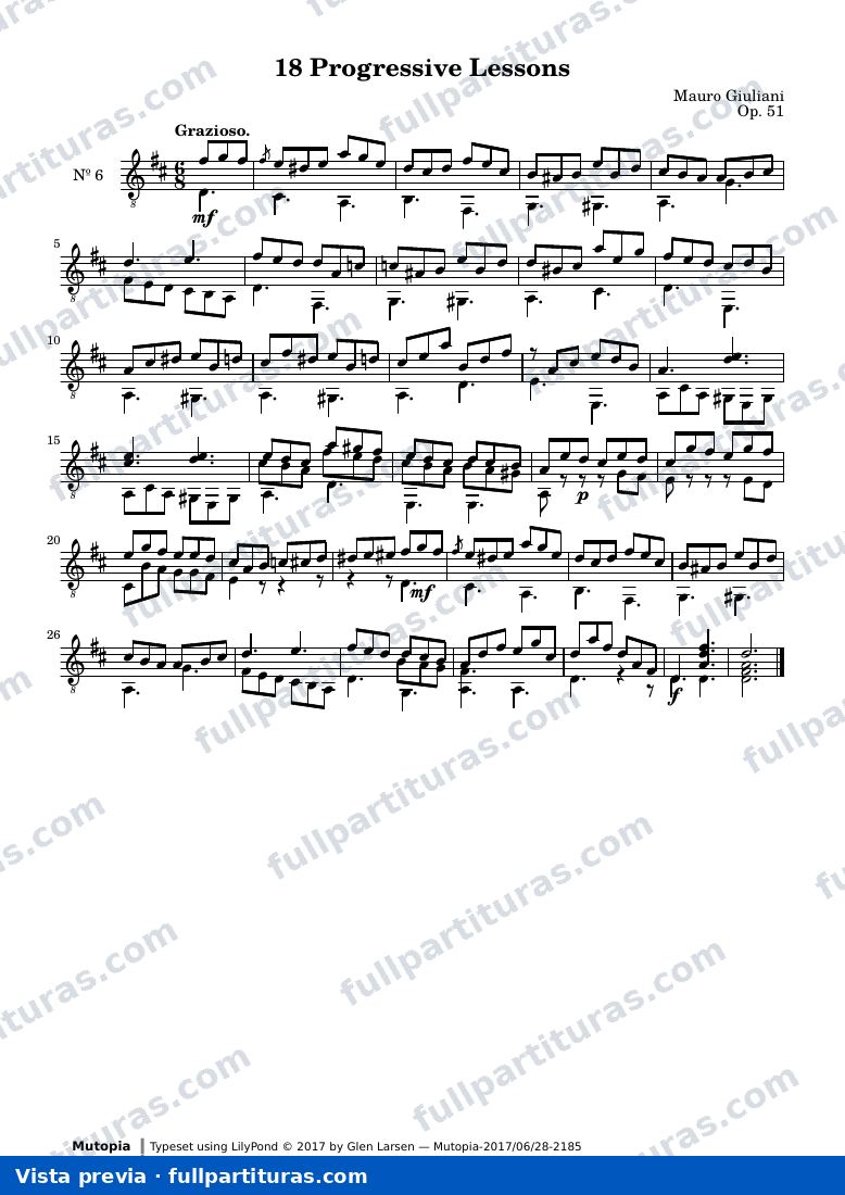 Mauro Giuliani - 18 Progressive Lessons, No. 6 — preview