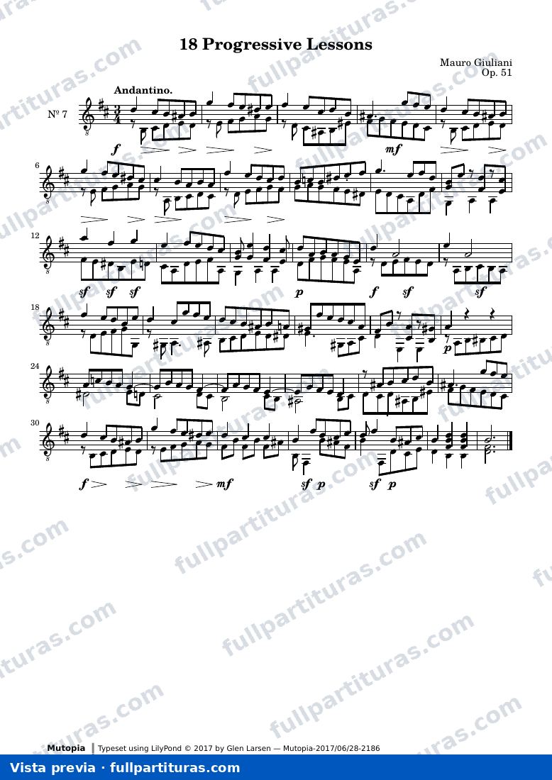 Mauro Giuliani - 18 Progressive Lessons, No. 7 — preview