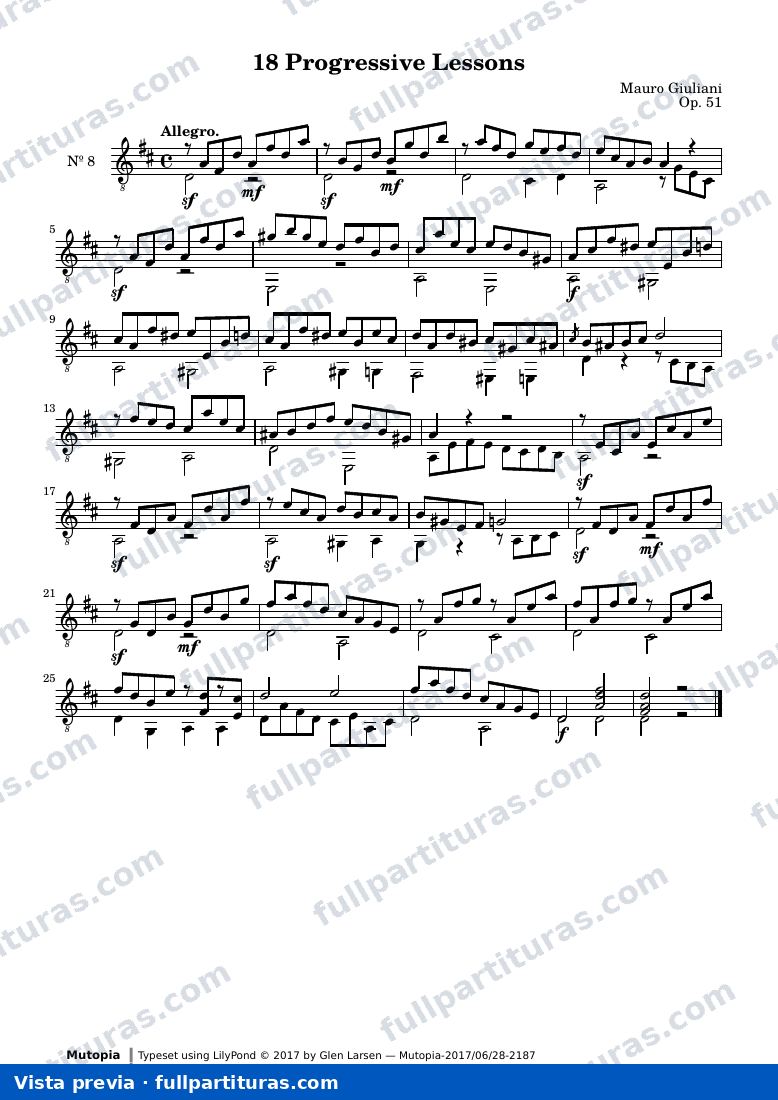 Mauro Giuliani - 18 Progressive Lessons, No. 8 — preview