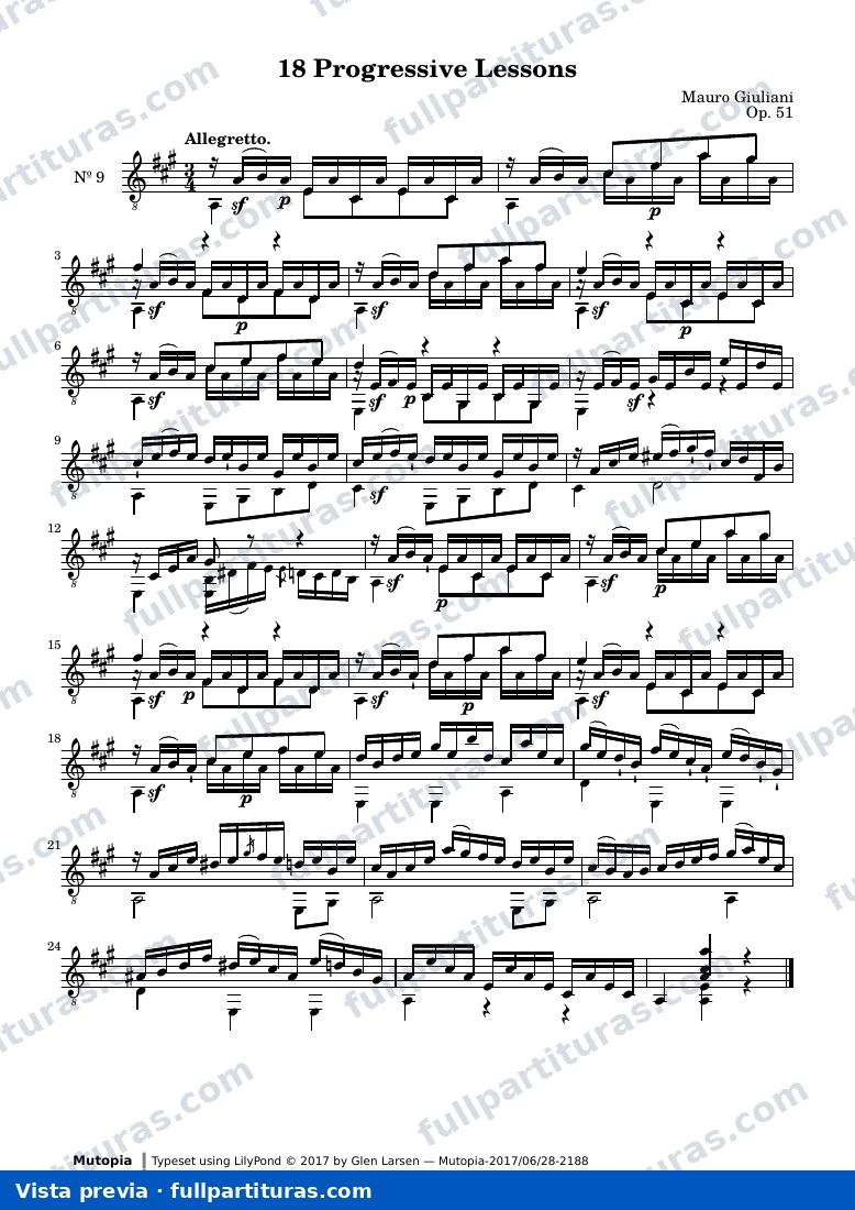 Mauro Giuliani - 18 Progressive Lessons, No. 9 — preview