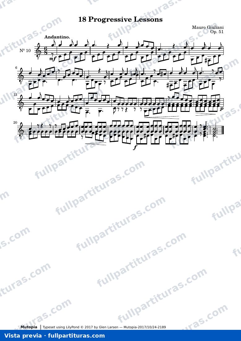 Mauro Giuliani - 18 Progressive Lessons, No. 10 — preview