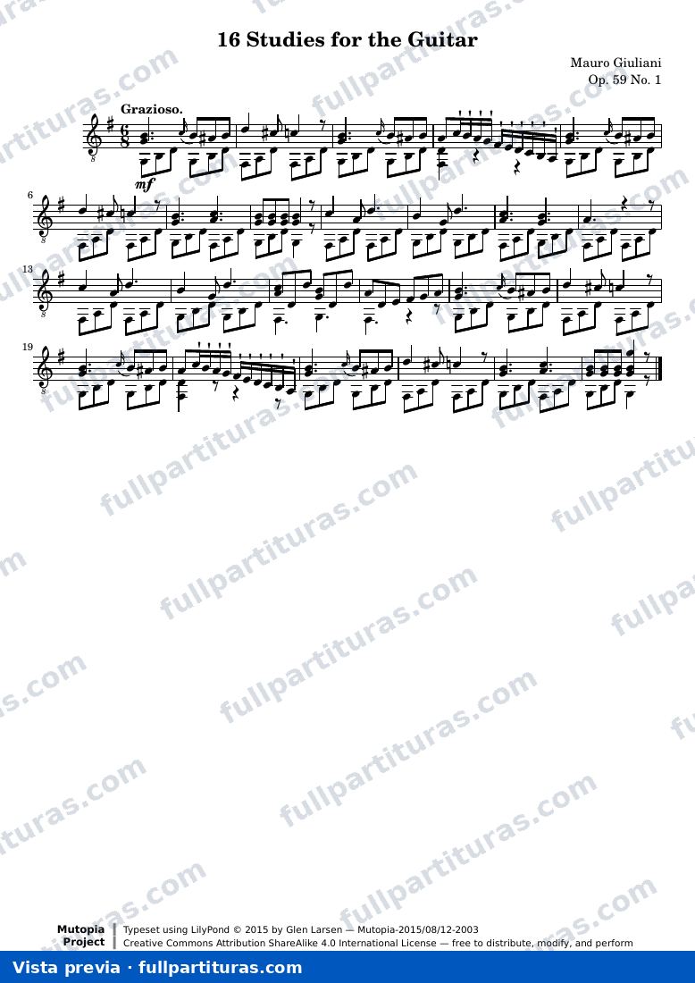 Mauro Giuliani - 16 Studies for the Guitar — preview
