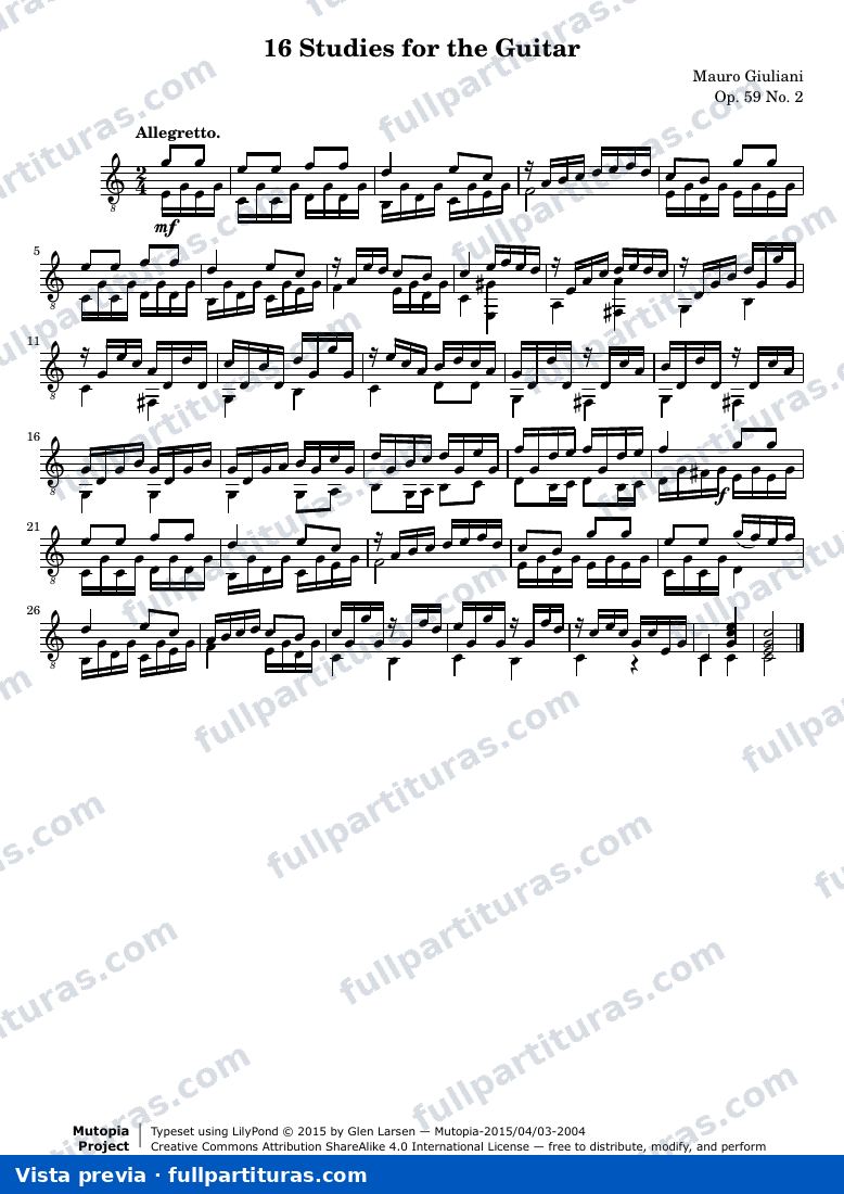 Mauro Giuliani - 16 Studies for the Guitar — preview