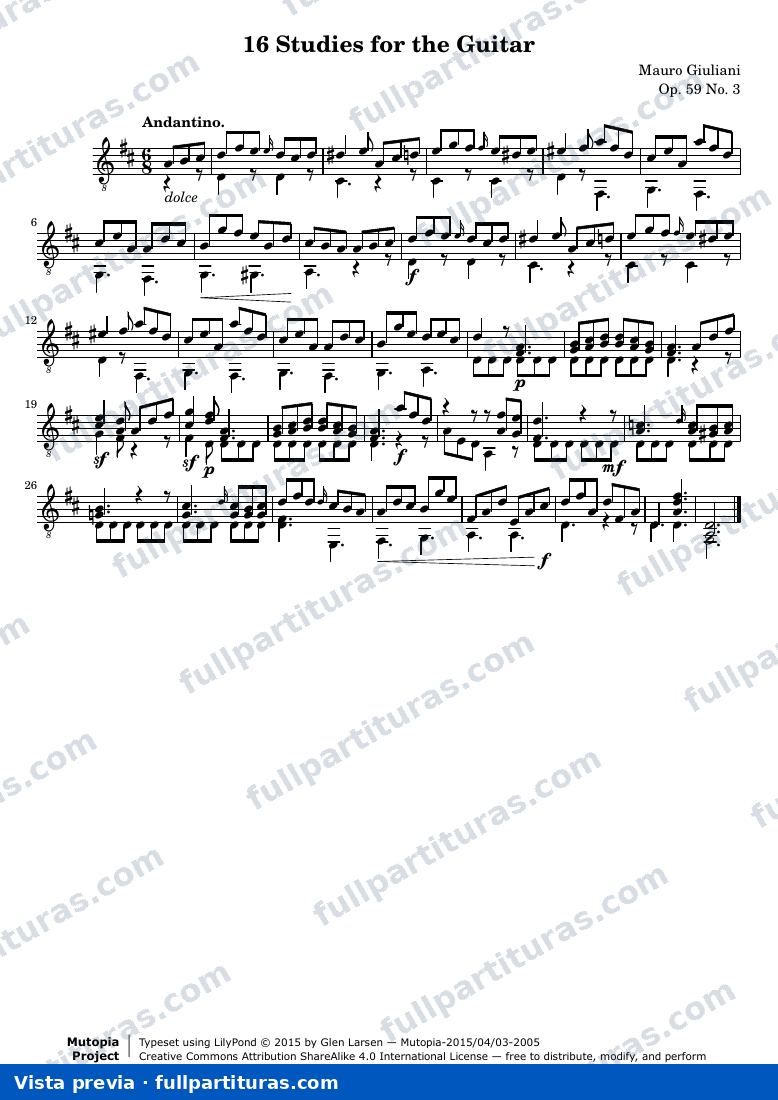 Mauro Giuliani - 16 Estudios para Guitarra — preview