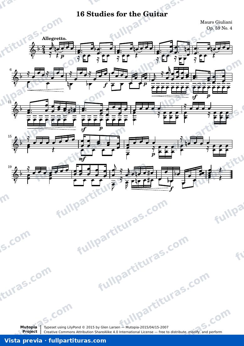 Mauro Giuliani - 16 Studies for the Guitar: 4 — preview
