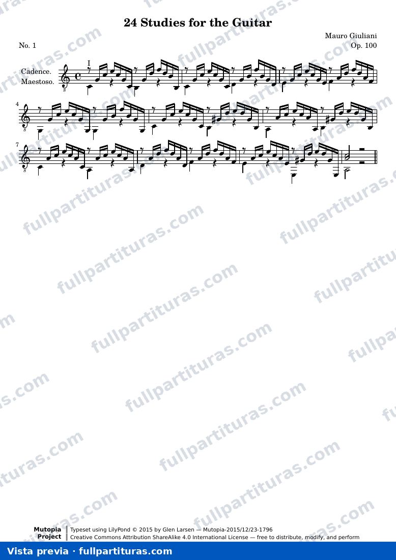 Mauro Giuliani - 24 Estudios para Guitarra, Op. 1, Nº 1 — preview