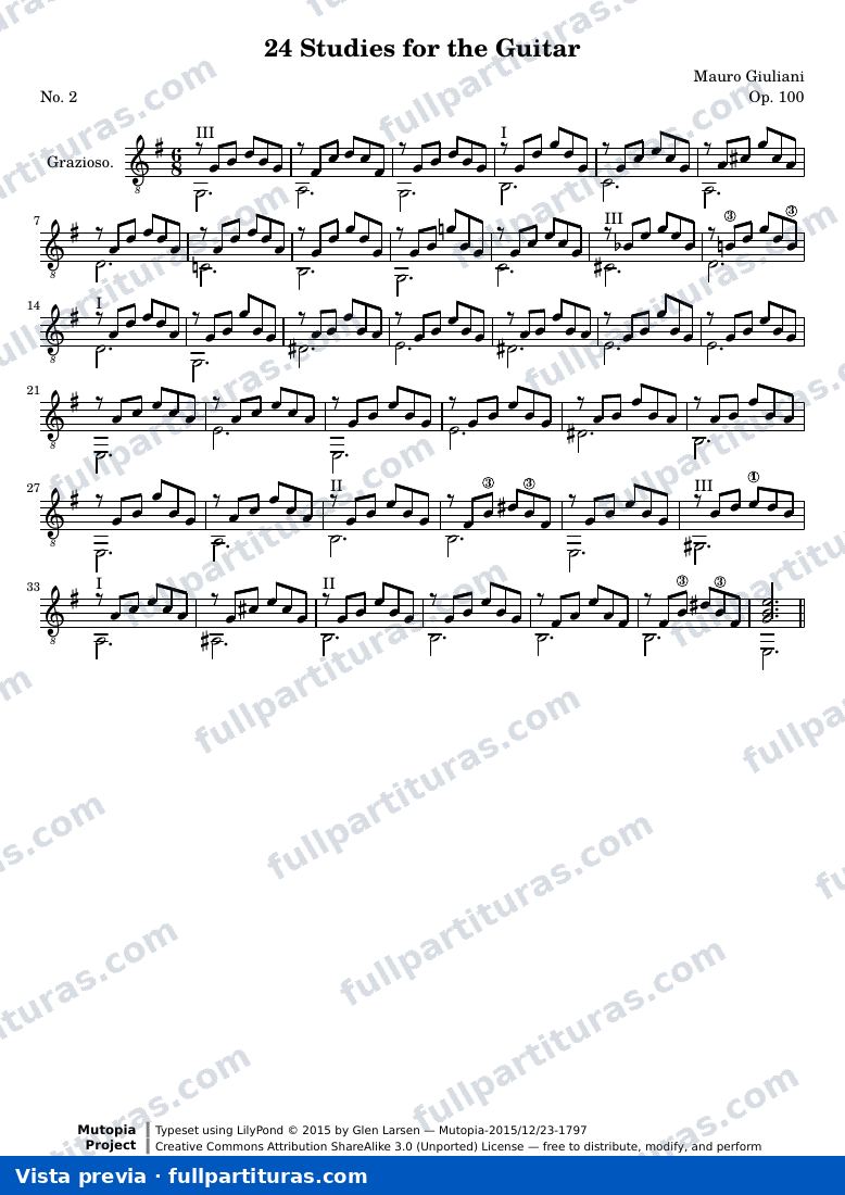 Mauro Giuliani - 24 Estudios para Guitarra No. 2 — preview