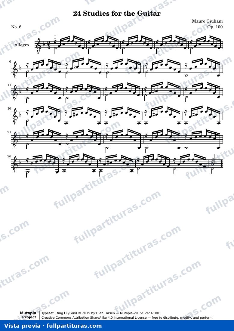 Mauro Giuliani - 24 Estudios para Guitarra, Op. 100, No. 6 — preview