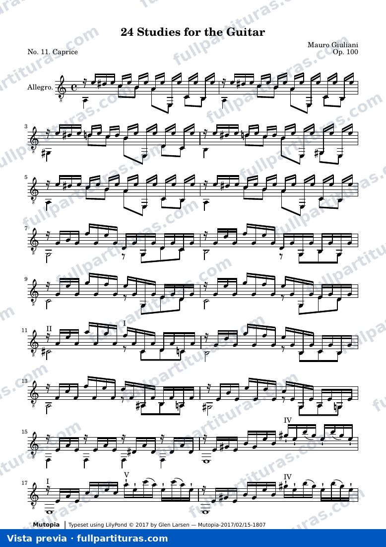 Mauro Giuliani - 24 Estudios para Guitarra, No. 11 — preview