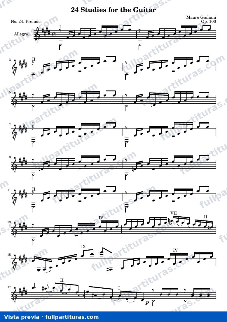 Mauro Giuliani - 24 Studies for the Guitar, No. 24 — preview