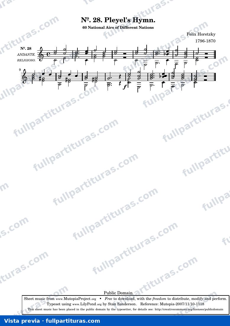 Franciszek Horetzky - Nº 28. Pleyel's Hymn — preview