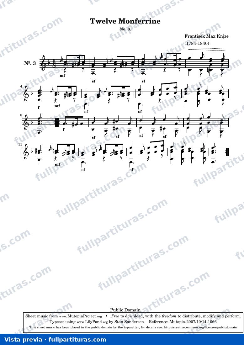 Friedrich Kuhlau - Twelve Monferrine: No. 3 — preview
