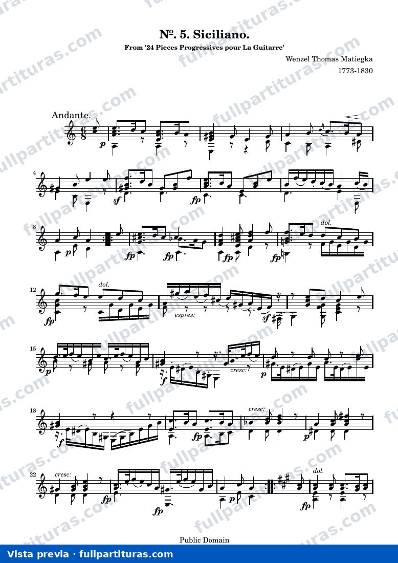 Wenzel Thomas Matiegka - Siciliano No. 5 — preview