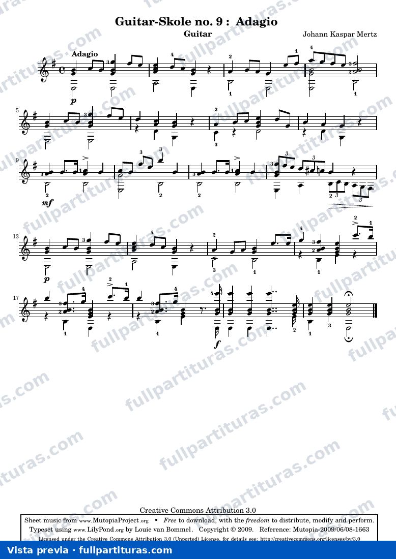 Johann Kaspar Mertz - Guitar-Skole no. 9: Adagio — preview