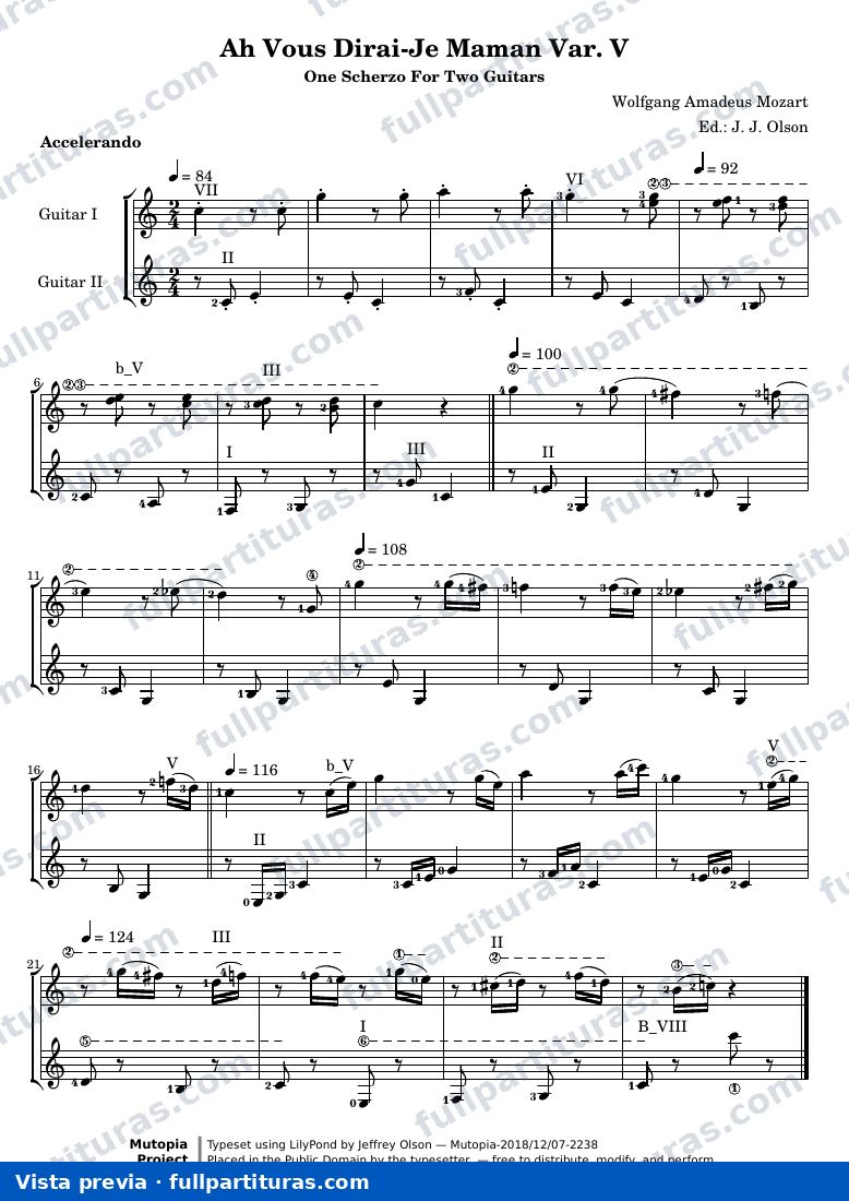 Wolfgang Amadeus Mozart - Ah Vous Dirai-Je Maman Var. V — preview
