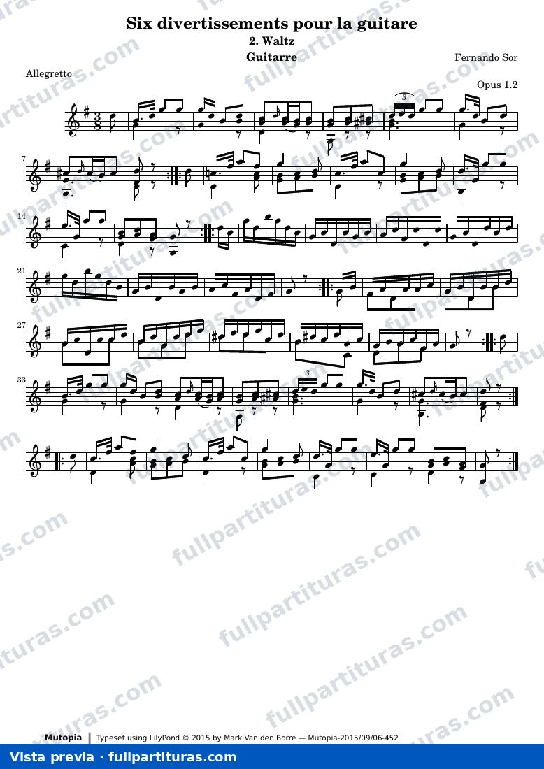Fernando Sor - Divertissements pour la guitare, n°2 Waltz — preview