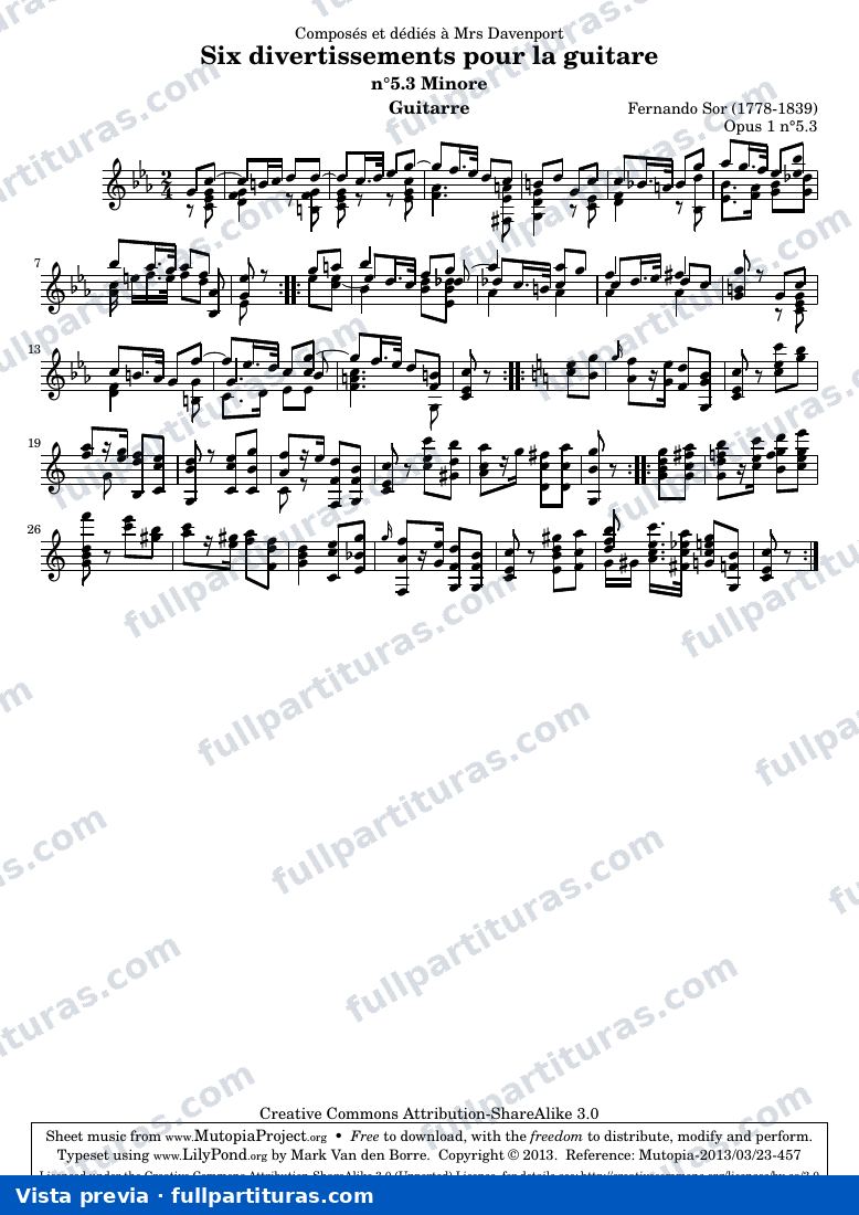 Fernando Sor - Divertissements pour la guitare nº 5.3 — preview