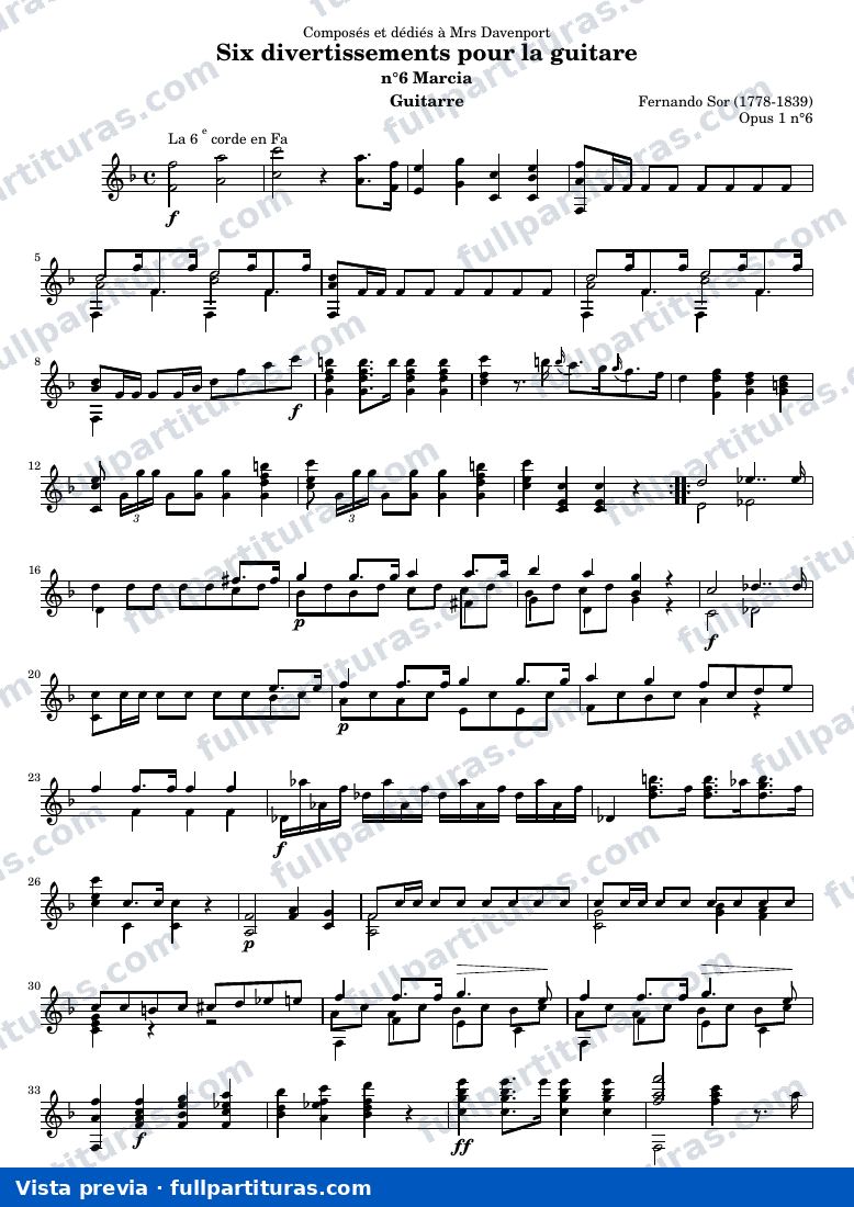 Fernando Sor - Divertissements pour la guitare, n°6 — preview
