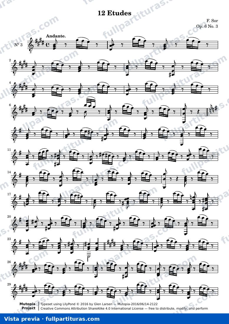 Fernando Sor - 12 Estudios, No. 3 — preview