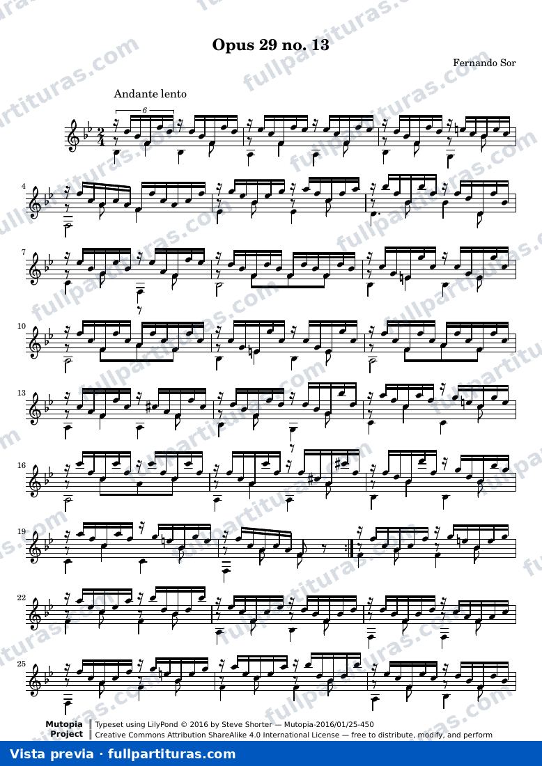 Fernando Sor - Opus 29, No. 13 — vista previa