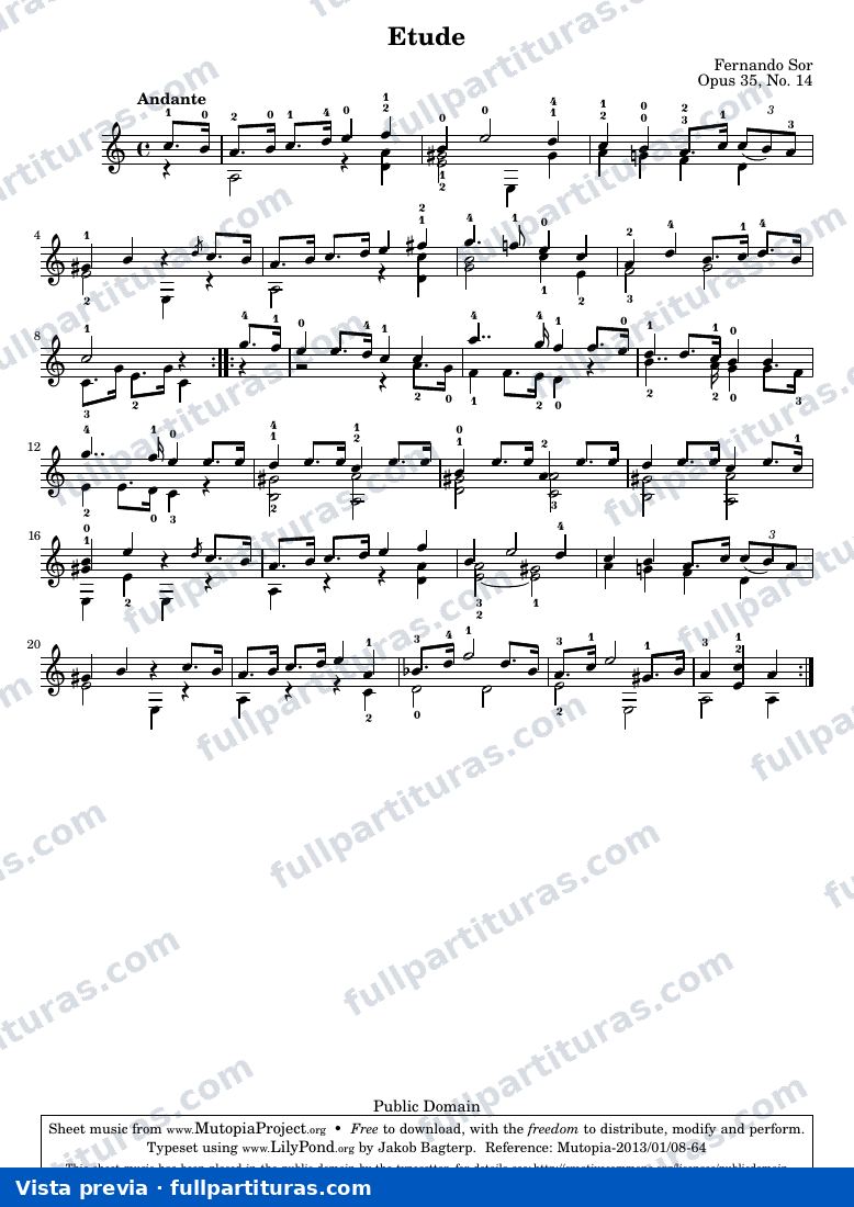 Fernando Sor - No. 14: Etude — preview
