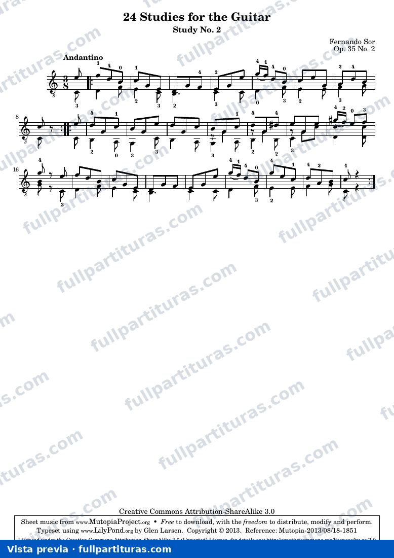 Fernando Sor - Op. 35, Study No. 2 — preview