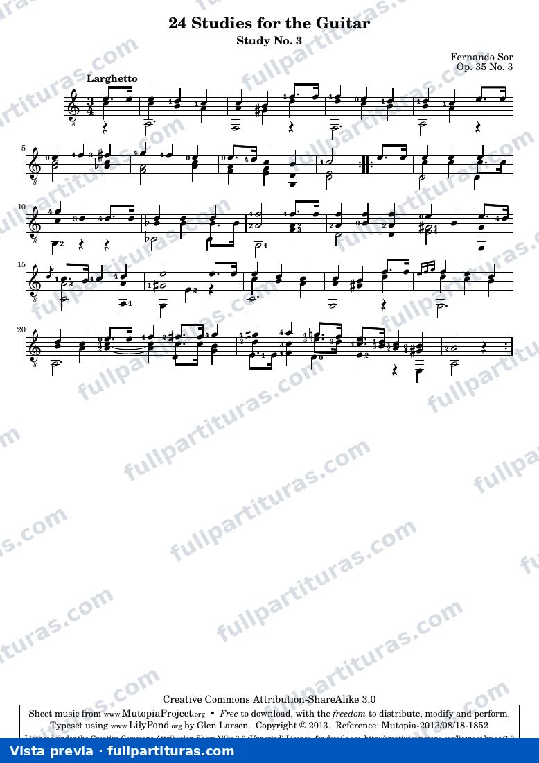 Fernando Sor - Op. 35, Study No. 3 — preview