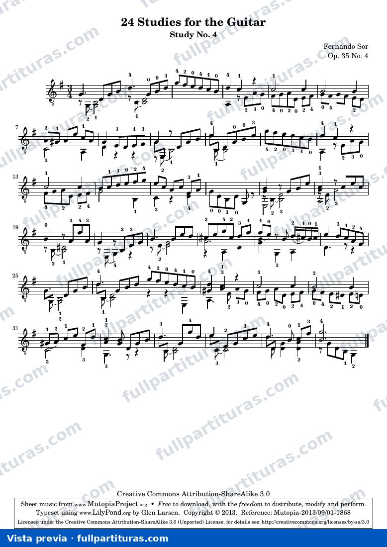Fernando Sor - Op. 35, Study No. 4 — preview