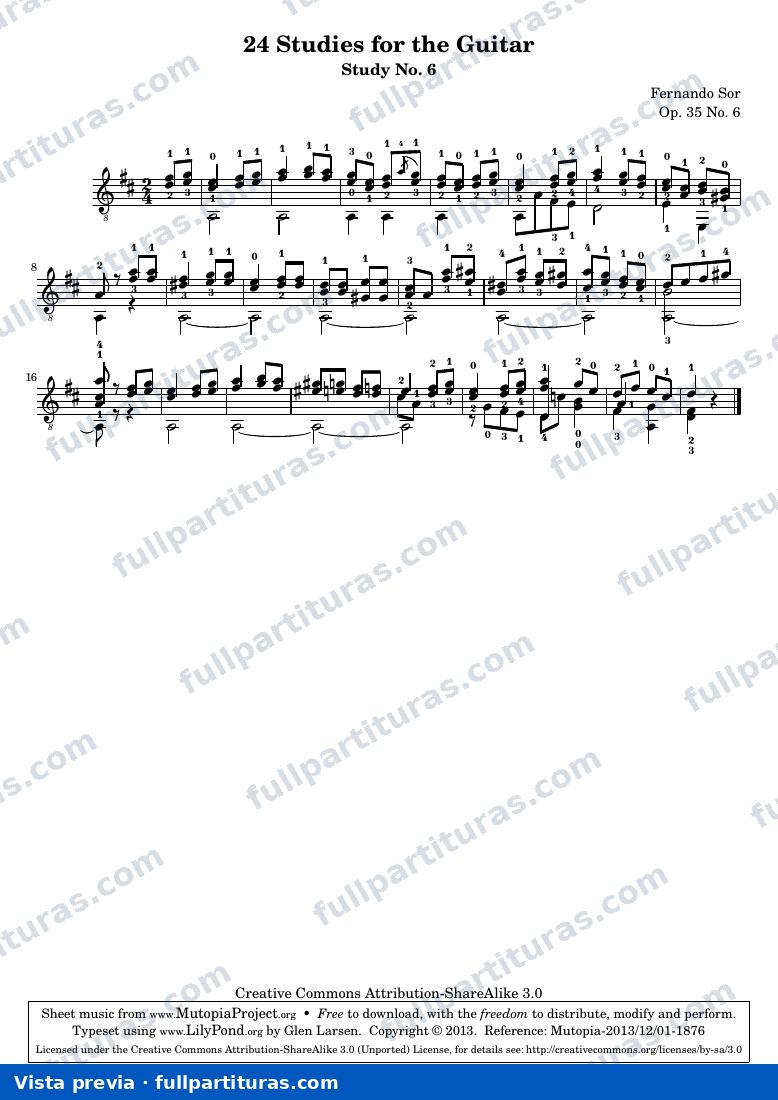 Fernando Sor - Op. 35, Study No. 6 — preview