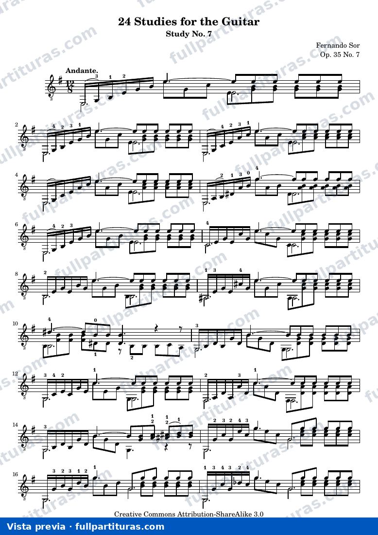 Fernando Sor - Op. 35, Study No. 7 — preview