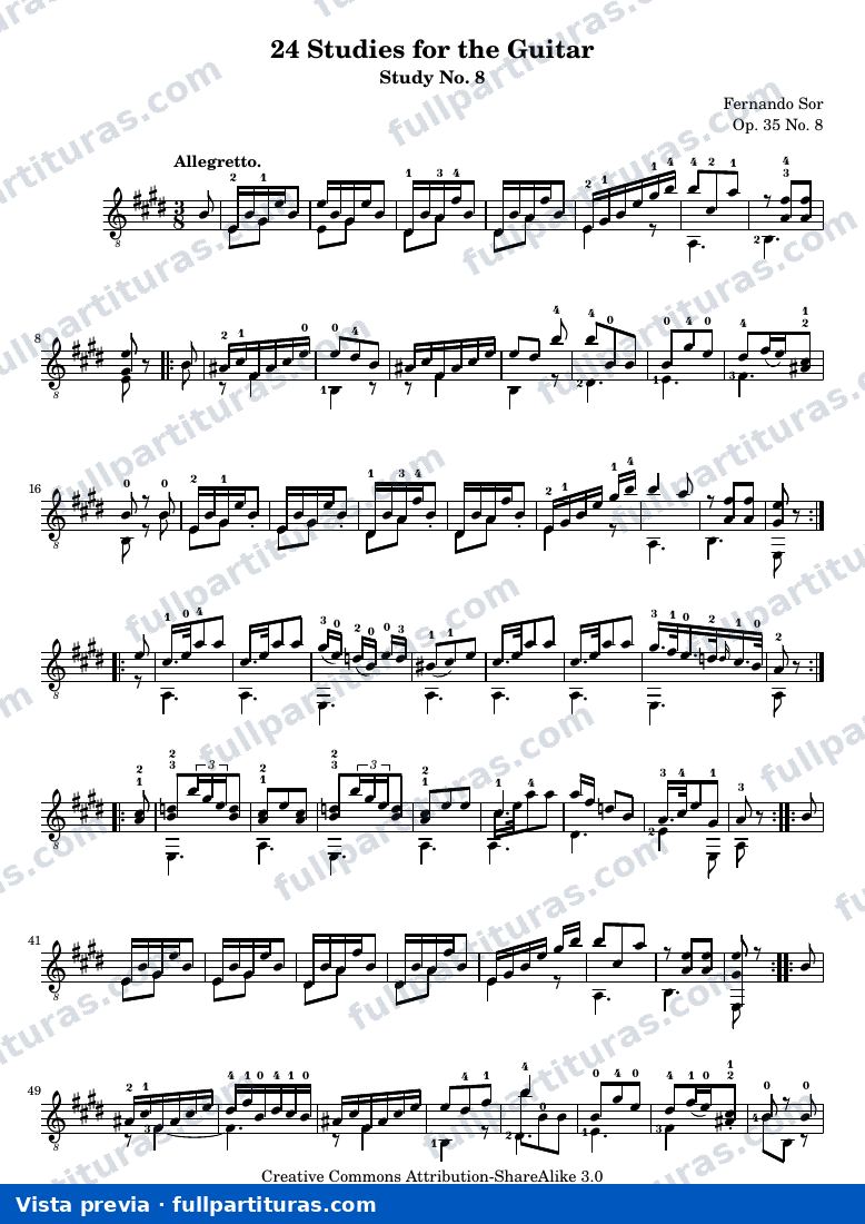 Fernando Sor - Op. 35, Study No. 8 — preview