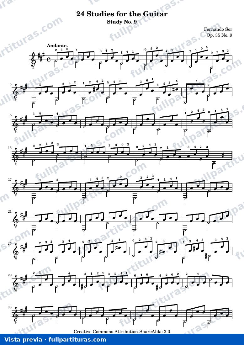 Fernando Sor - Op. 35, Study No. 9 — preview