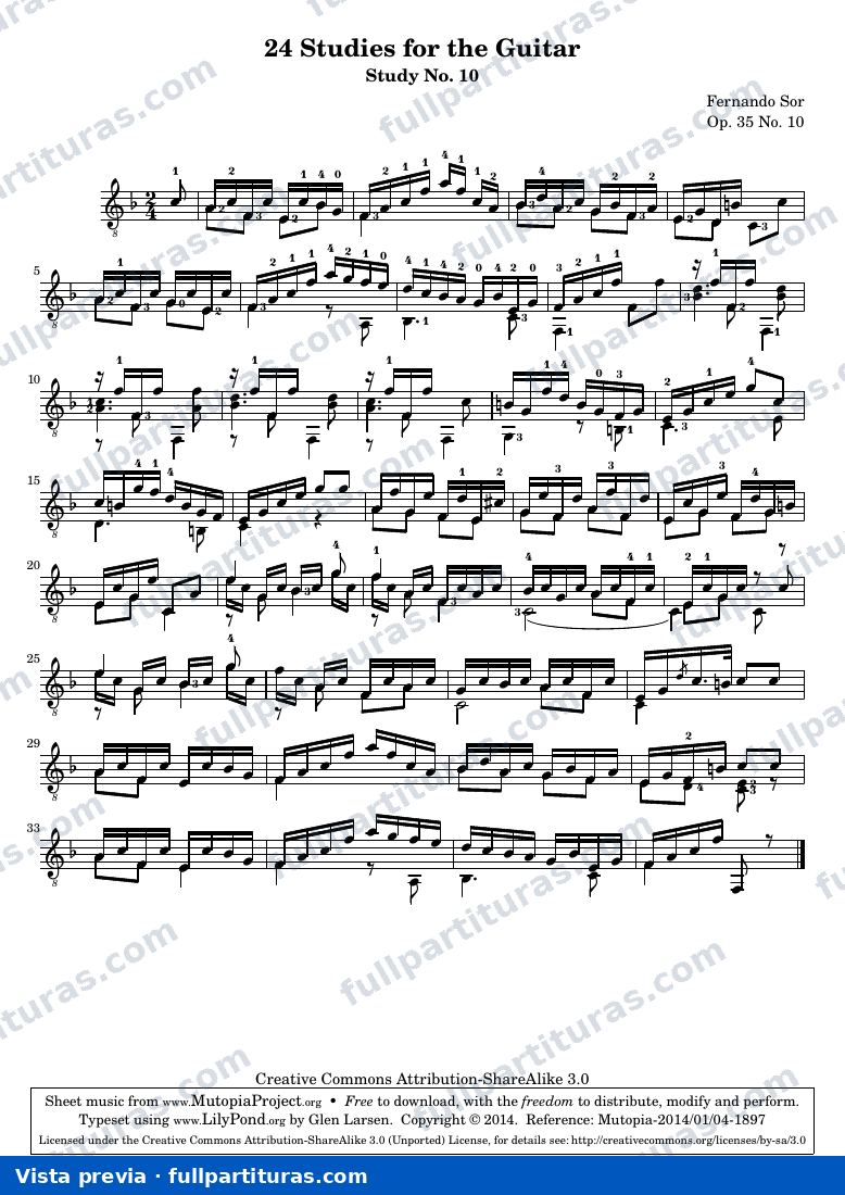 Fernando Sor - Op. 35, Study No. 10 — preview