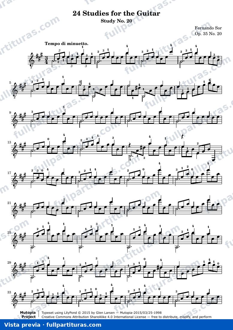 Fernando Sor - Op. 35, Study No. 20 — preview