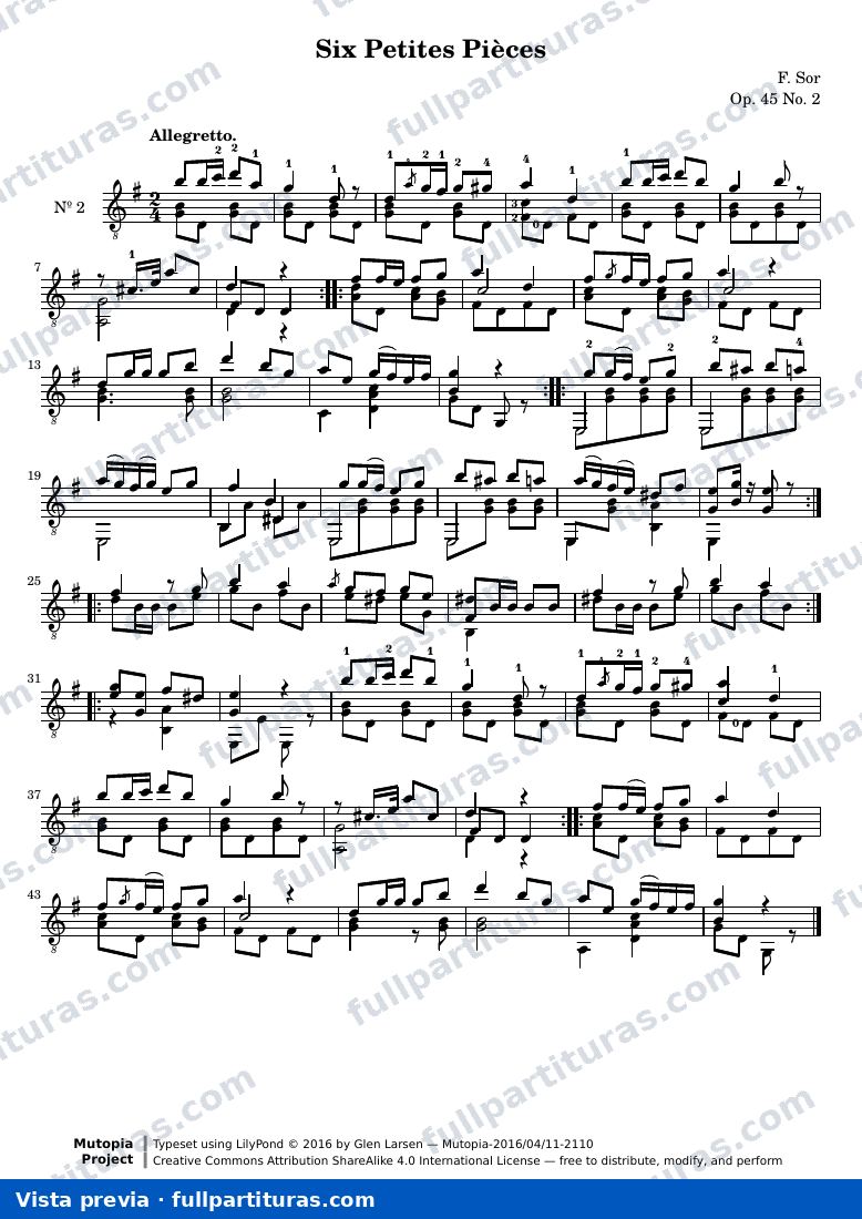 Fernando Sor - Six Petites Pièces, No. 2 — preview