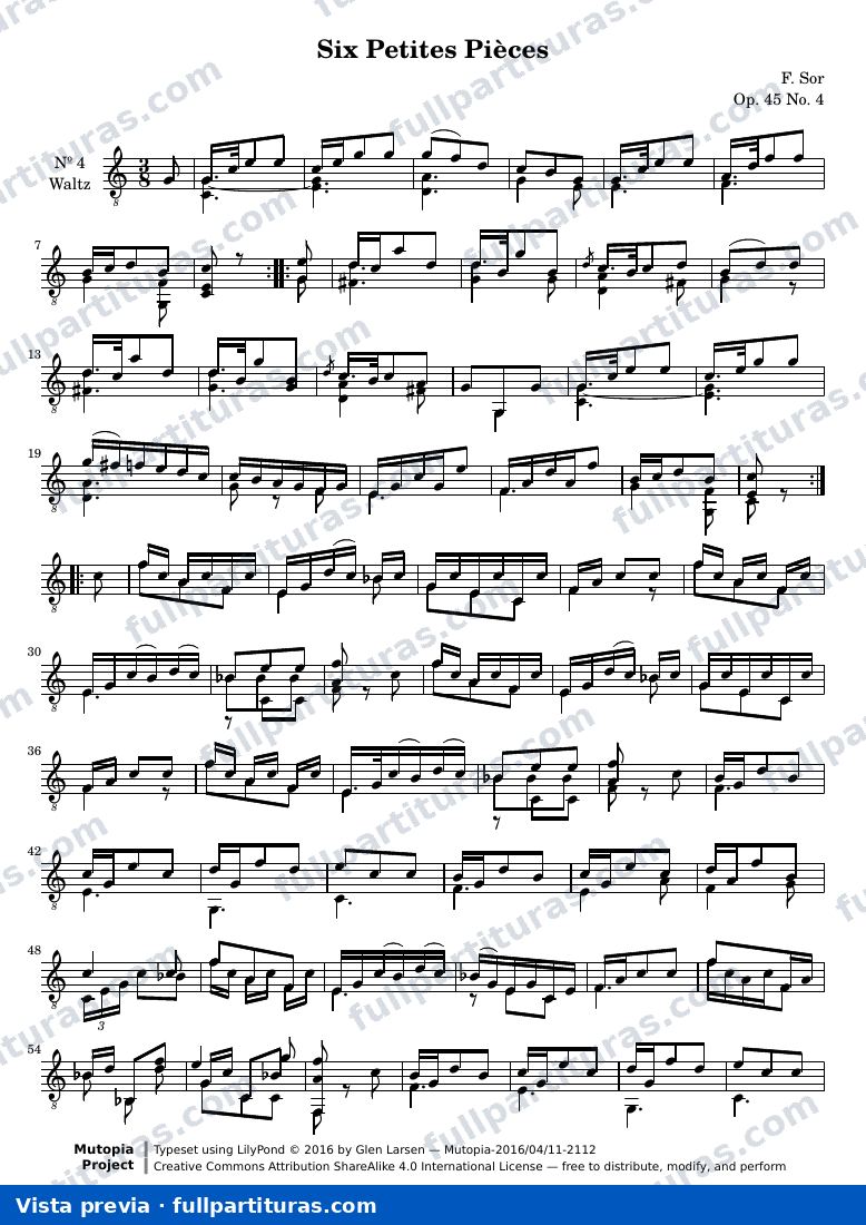 Fernando Sor - Six Petites Pièces, No. 4 — preview
