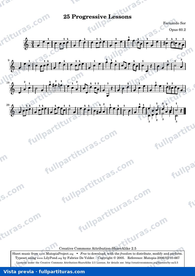 Fernando Sor - 25 Lecciones Progresivas No. 2 — preview
